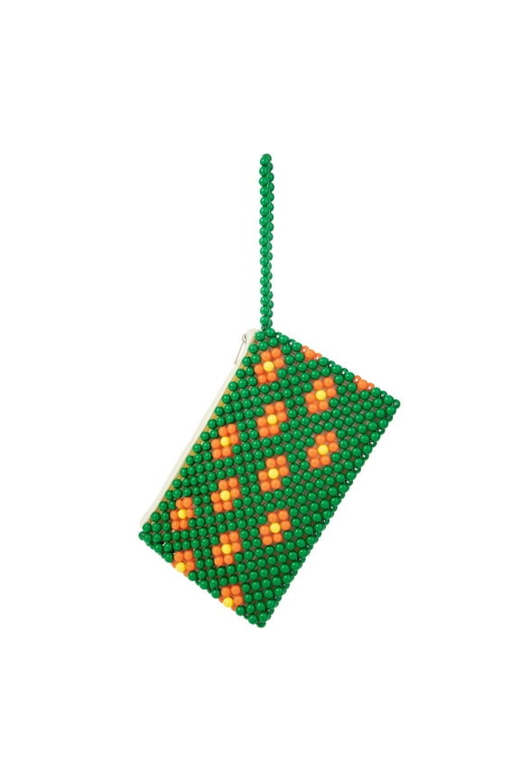 Green Beaded Wristlet and Coin Purse for Evening Bag and Wedding Party