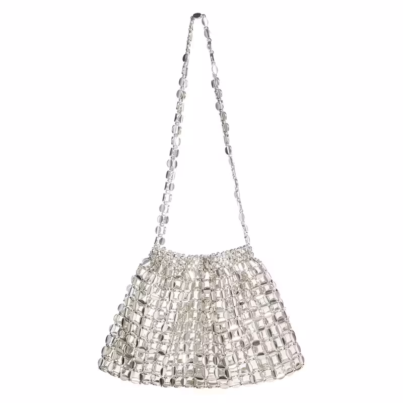 YIFEI Metallic Bead Sequin Shoulder Bag Acrylic Beaded Fashion Purse with Lining Elegant Single-Strap Bag for Evening