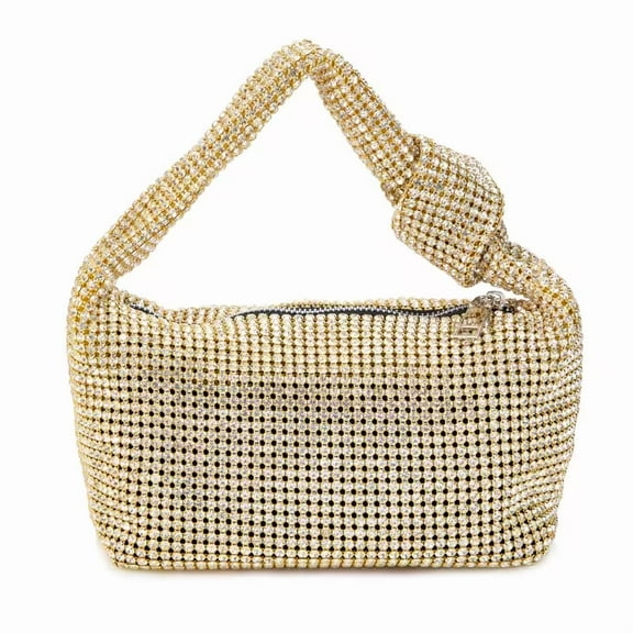 YIFEI Rhinestone Knotted Evening Bag Sparkling Clutch Crystal Handbag for Wedding Party