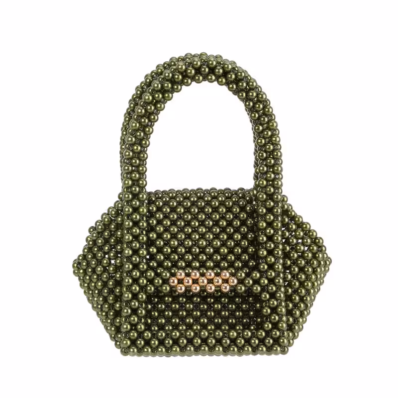 thumbnail image 1 of YIFEI Small Acrylic Beaded Handbag Gold Stick Closure Cube Clutch for Wedding Evening Party, 1 of 5