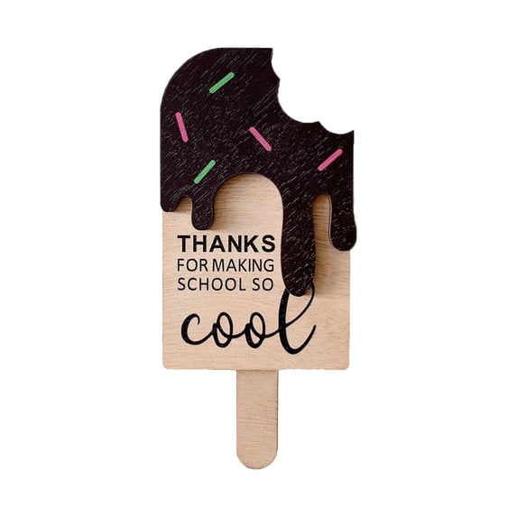 YIFEI Teacher Gift Card Holder Wooden Popsicle Gift Card Holder for Teacher Appreciation Thanks for Making School So Cool End of Year Teacher Gift