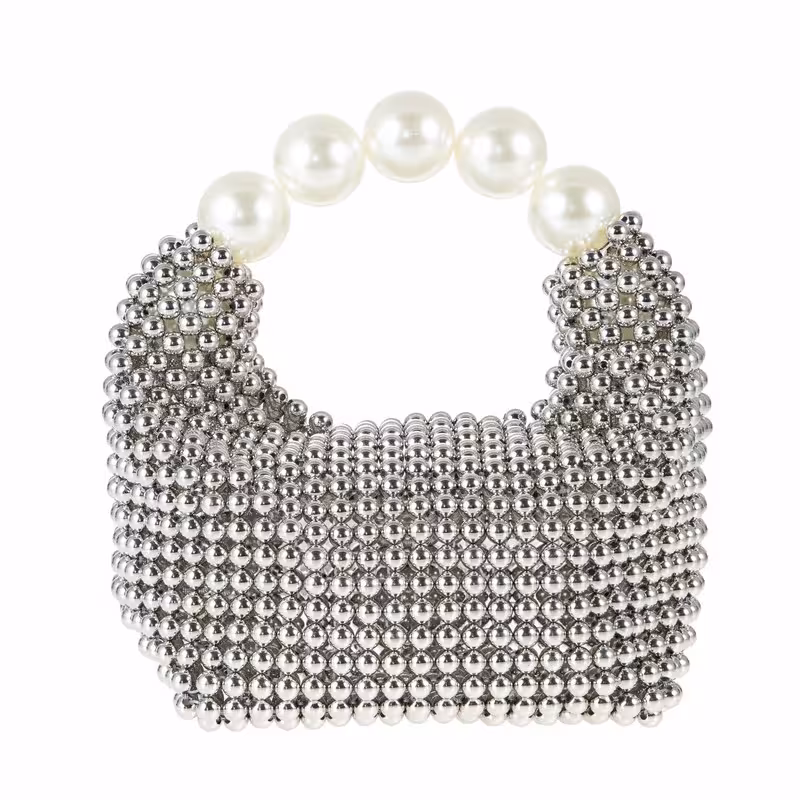 thumbnail image 1 of YIFEI Women Pearl Beaded Clutch Handle Bag Evening HandBag for Wedding Party, 1 of 5
