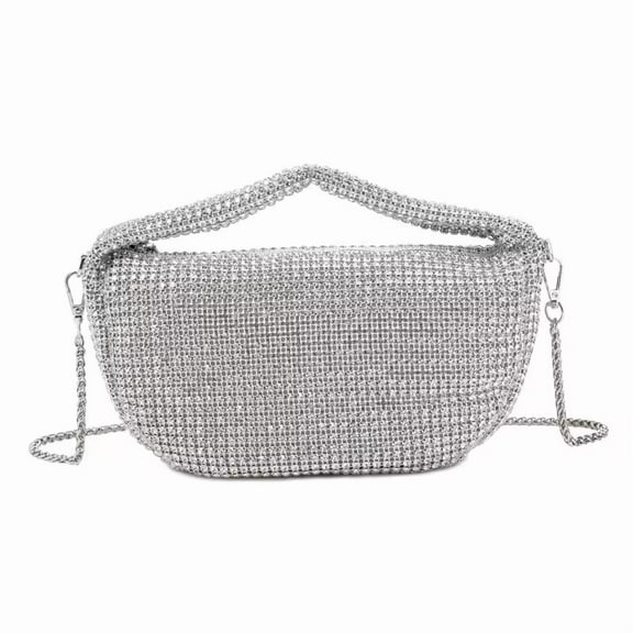 YIFEI Women Rhinestone Evening Underarm Bag Crystal Clutch with Detachable Strap Sparkling Purse for Wedding Party