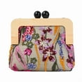 thumbnail image 1 of YIFEI Wooden Handle Sequin Embroidered Floral Handbag with Detachable Shoulder Strap Evening Purse for Wedding Party, 1 of 6