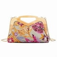 thumbnail image 1 of YIFEI Wooden Handle Sequin Embroidered Floral Handbag with Detachable Strap Evening Clutch for Wedding Party, 1 of 6