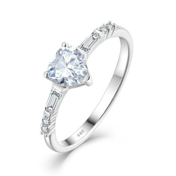 YIFSIY Heart Promise Rings for Her 925 Sterling Silver Heart Cubic Zirconia Engagement Wedding Bands for Women Size 6