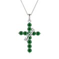 thumbnail image 1 of YIFSIY Rotated Crown Cross Necklaces 925 Sterling Silver Round Cut May Emerald Faith Cross Birthstone Pendant Necklace for Women, 1 of 7
