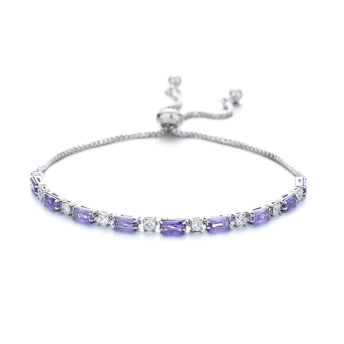 YIFSIY Tennis Bracelet for Women White Gold Plated February