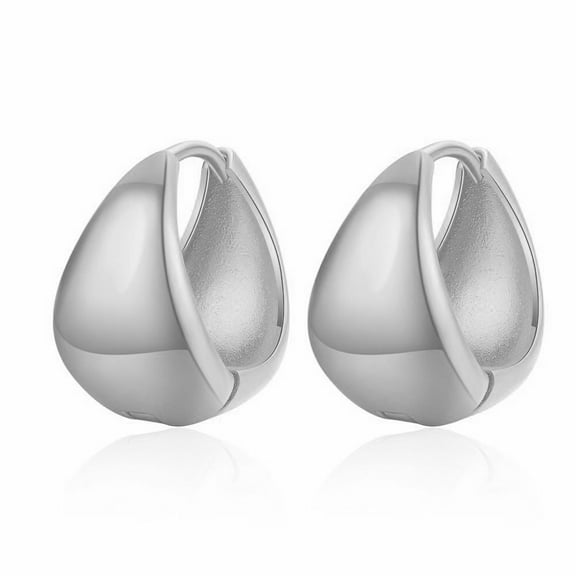 YIFSIY White Gold Plated Lightweight Chunky Gold Hoop Earrings Hypoallergenic Thick Open Round Earrings for Women