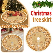 YIFUNIN 120cm Gingerbread Man Christmas Tree Skirt Craft Christmas Decorations with Cartoon Design for Home Party