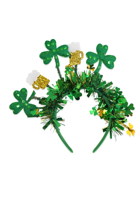 St. Patrick's Day Headbands, Hair Ties & Scrunchies Set for Women and Girls, Festival Party Hair Accessories with Shamrock Prints,E