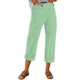 thumbnail image 1 of YIFUNIN Women's Fashion High Waisted Cotton Linen Straight Leg Pants, Loose Fit Solid Color Casual Trousers, Breathable Natural Fabric,Light Green S, 1 of 6