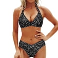 thumbnail image 1 of YIFUNIN Women's Fashion Two Piece Bikini Set with Padded Wireless Bra Swimsuit for Women Beach Pool Swimming Cruise,Black L, 1 of 3