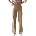 thumbnail image 1 of YIFUNIN Women's High Waisted Straight Leg Jeans, Stretchy Loose Fit Tummy Control Denim Pants, Comfortable Retro Blue Jeans for Casual Wear,Khaki L, 1 of 6
