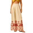 thumbnail image 1 of YIFUNIN Women's High Waisted Wide Leg Pants with Floral Print, Loose Fit Casual Palazzo Trousers for Spring Summer, Flowy Comfortable Beach Pants,Red S, 1 of 4