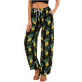 thumbnail image 1 of YIFUNIN Women's Printed Cotton Linen Wide Leg Pants with Pockets, Casual Flowy Trousers for Bohemian Style, Lightweight Summer Wear,Yellow L, 1 of 6