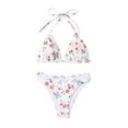 thumbnail image 1 of YIFUNIN Women's Sexy V Neck Floral Print Bikini Set Two Piece Swimsuit with Checkered Hollow Out Design for Women Summer Tropical,Multicolor L, 1 of 6