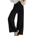 thumbnail image 1 of YIFUNIN Women's Solid Color Corduroy Straight Leg Pants, Loose Fit Casual Trousers for Fall Winter, Comfortable Ribbed Fabric Fashion,Black M, 1 of 6