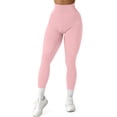 thumbnail image 1 of YIFUNIN Women's Solid Color Hip Lifting Yoga Pants, Ribbed Knit Fitness Leggings for Exercise Workout, High Waist Tummy Control,Light pink L, 1 of 7