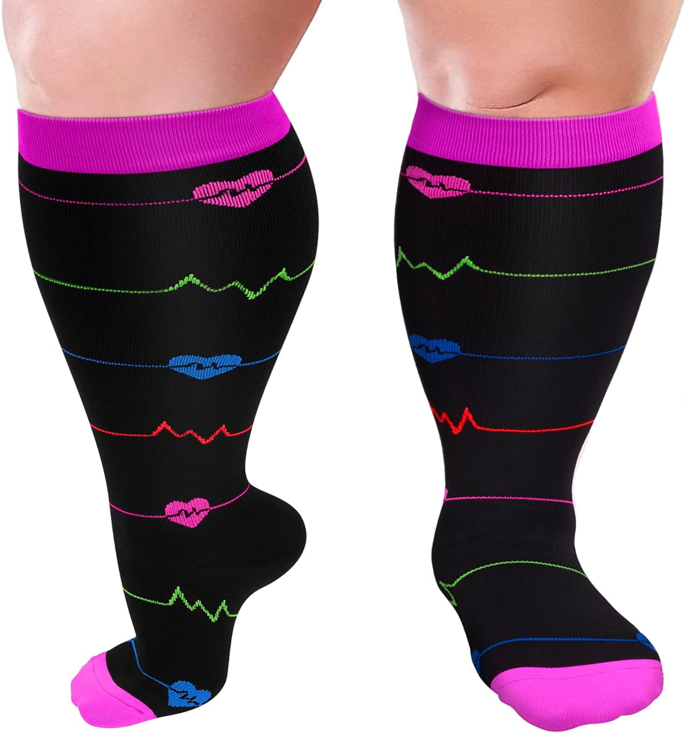 YIFEE Plus Size Compression Socks Wide Calf For Women Men 20 30 mmhg Large Size Knee High Support Stockings For Medical Walmart