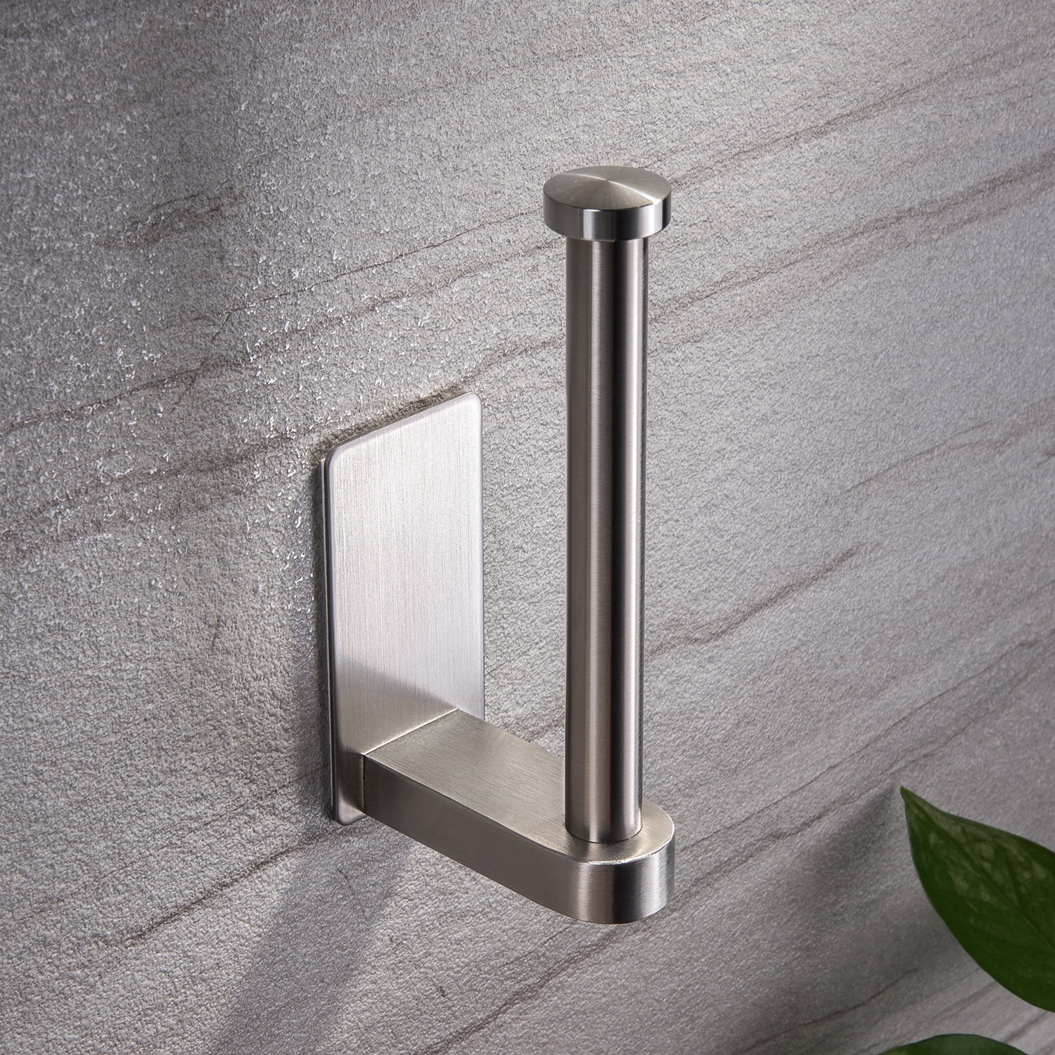 Brushed Silver Stainless Steel Self-Adhesive Toilet Paper Holder