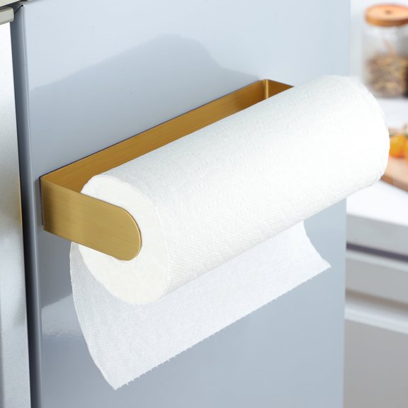 YIGII Stainless Steel Magnetic Paper Towel Holder for Refrigerator, Gold