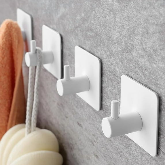 YIGII Towel Hooks/Bathroom Hook - Self Adhesive Hooks Office Hooks Hanging Keys for Kitchen Stick on Wall Stainless Steel 4 Packs