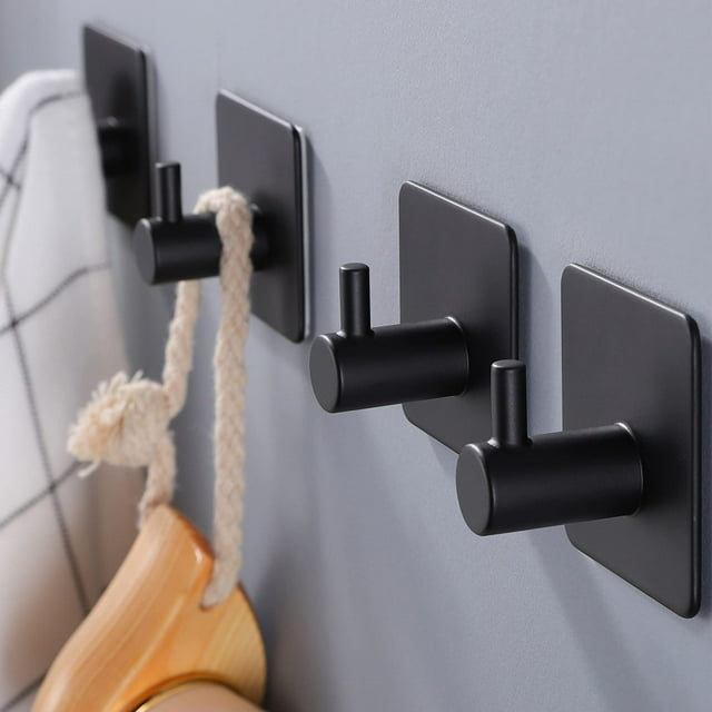 YIGII Towel Hooks Black Stainless Steel SelfAdhesive Hooks Wall