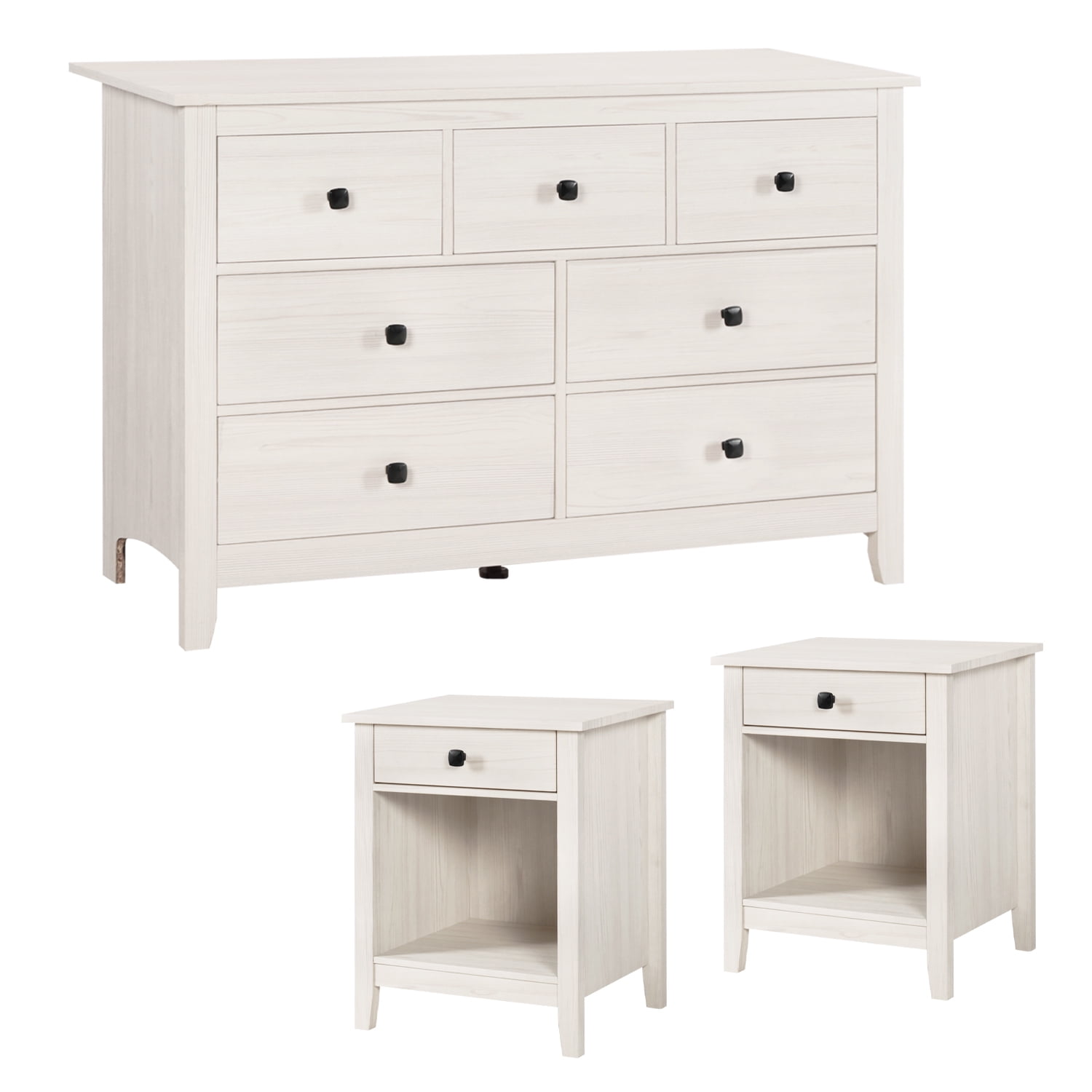 YIGOBUY Dresser and Nightstand Set - 3 Pieces Bedroom Set with 7 Drawer ...
