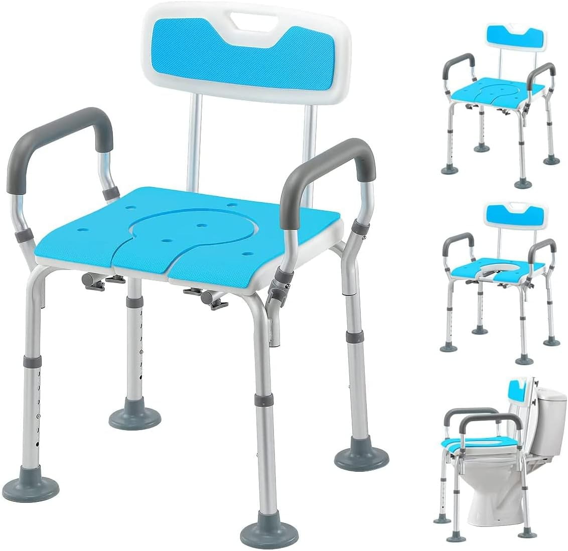 YIGOU 3 in 1 Shower Chair with Arms and Back, Heavy Duty Bath Chair