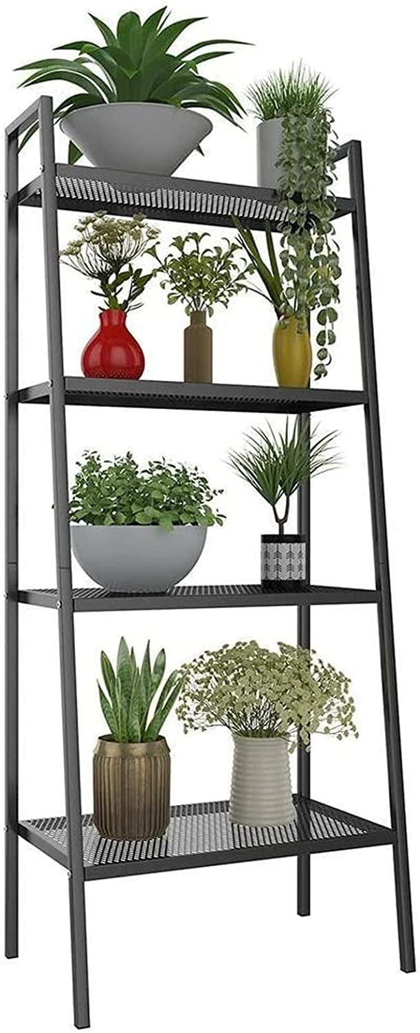 YIGOU 4Tier Metal Ladder Shelf, Multifunctional Bookshelf Ladder