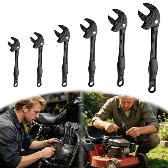 YIGOUMY - 1-Piece Adjustable Wrench, 4.65"to 12.6" Length, Heavy-Duty Steel, Universal Spanner Tool for DIY, Mechanical Work & Maintenance (Black-4.65in)