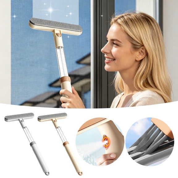 YIGOUMY-1pc 3-in-1 Extendable Window Squeegee with Spray, 21in All-Purpose Window Cleaner Tool for Indoor/Outdoor Glass, Shower Door, Car Windshield, Mirror (Gray)