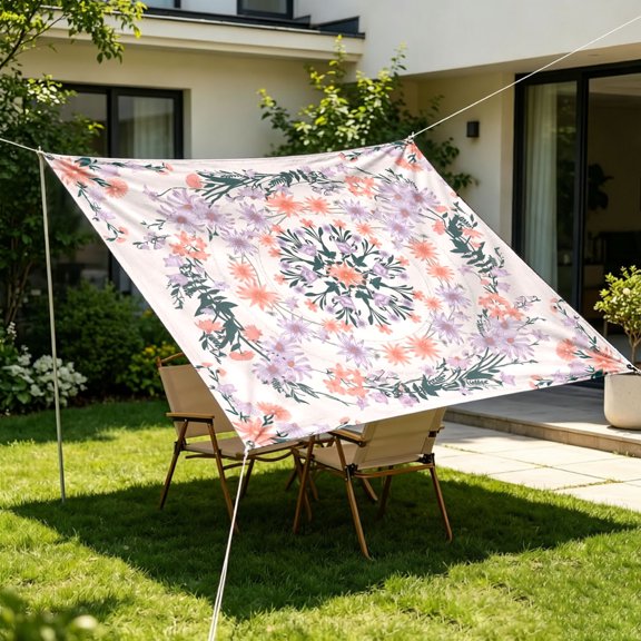 YIGOUMY - 78.7"x59" Rectangular Boho Pattern Sun Shade Sail, Wind & Sun Protection Canopy, Multipurpose Shade Cover for Garden Patio Balcony Camping (D)