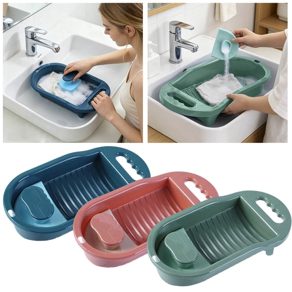 YIGOUMY-Non Thickened Washboard, Portable Hand Washing Scrub Board for Home Laundry Use (Green)