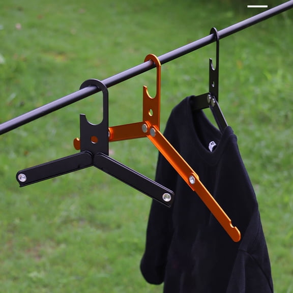 YIGOUMY - Orange Foldable Metal Travel Clothes Hanger 40cm Wide Collapsible Portable Garment Hanger With Anti Shoulder Notch For Camping Business Trip Luggage Clothes Storage (C)