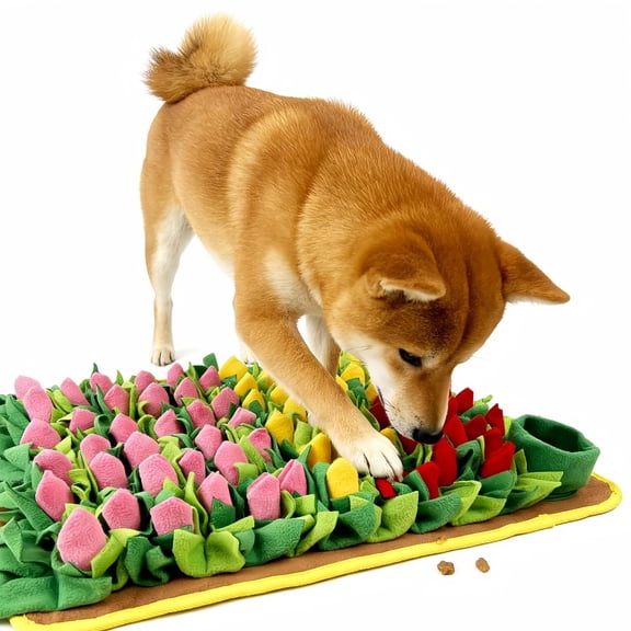 YIGOUMY-Pet Snuffle Mat, Interactive Foraging Toy for Indoor Pets, Soft & Durable, Slow Feeder Training Mat, Reduces Anxiety, Suitable for Dogs, Cats, Small Animals (Multicolor)