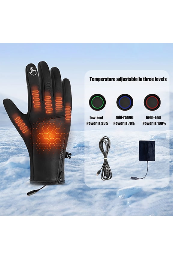 Rechargeable Battery Heated Gloves for Winter Thermal Comfort with 3 Heating Windproof Touchscreen Functionality for Outdoor Activities