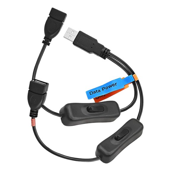 YIGSECU 1. Dual-Port Y-Type USB Splitter Cable with Individual On/Off Switches for Charging & Data Transfer (120cm)