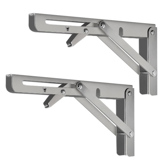 YIGSECU 1 Pair 8-18inch Stainless Steel Folding Shelf Brackets L-Angle Wall Mounted Brackets for Bench Table, Shelf Hinge