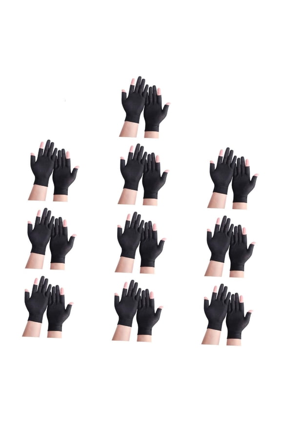 10 Pair Breathable Cotton Gloves with Fingerless Tips for Electronic Devices Operation