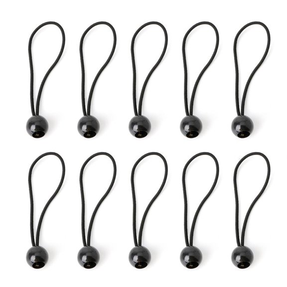 YIGSECU 10 Pcs Black Ball Bungee Pack Shock Elastic Tie Loop Cord Fixing Securing Trailer Ropes Buckle Backpack Accessories Outdoor Tool