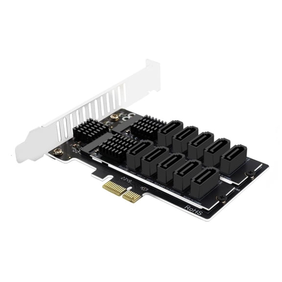 YIGSECU 10-Port PCIe Expansion Card 6Gbps High-Speed Transfer Sturdy Design for PC Storage Upgrades