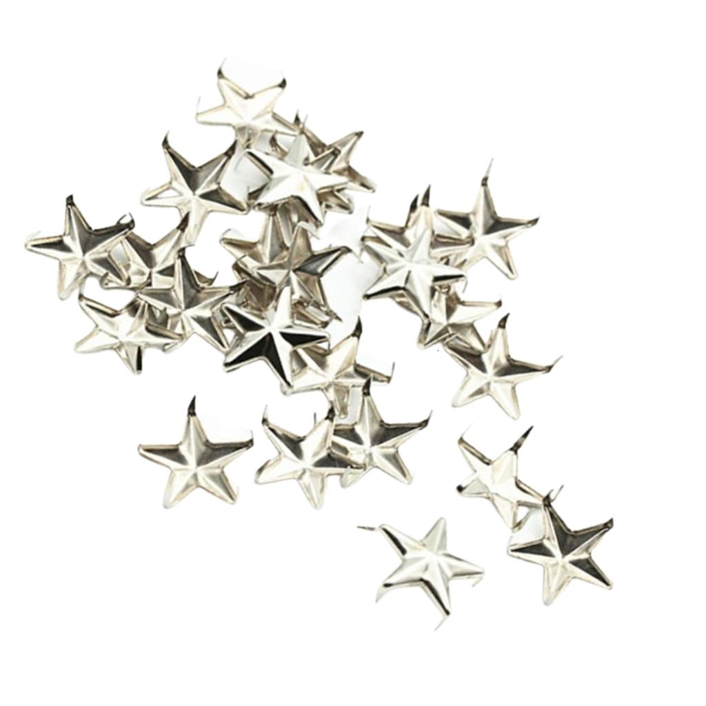 YIGSECU 100 Pcs/Pack Five-Pointed Star Rivets Fashion Star Studs Metal ...