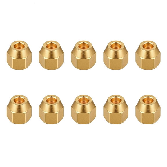 YIGSECU 10Pcs Brass Flares Nut Set Female Thread Fitting Enduring Copper Pipe Connector