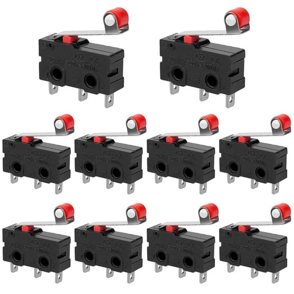 YIGSECU 10Pcs Precisions SPDT MicroSwitch 5A 250V Rollers Lever Actuator For Mechanical Control Devices