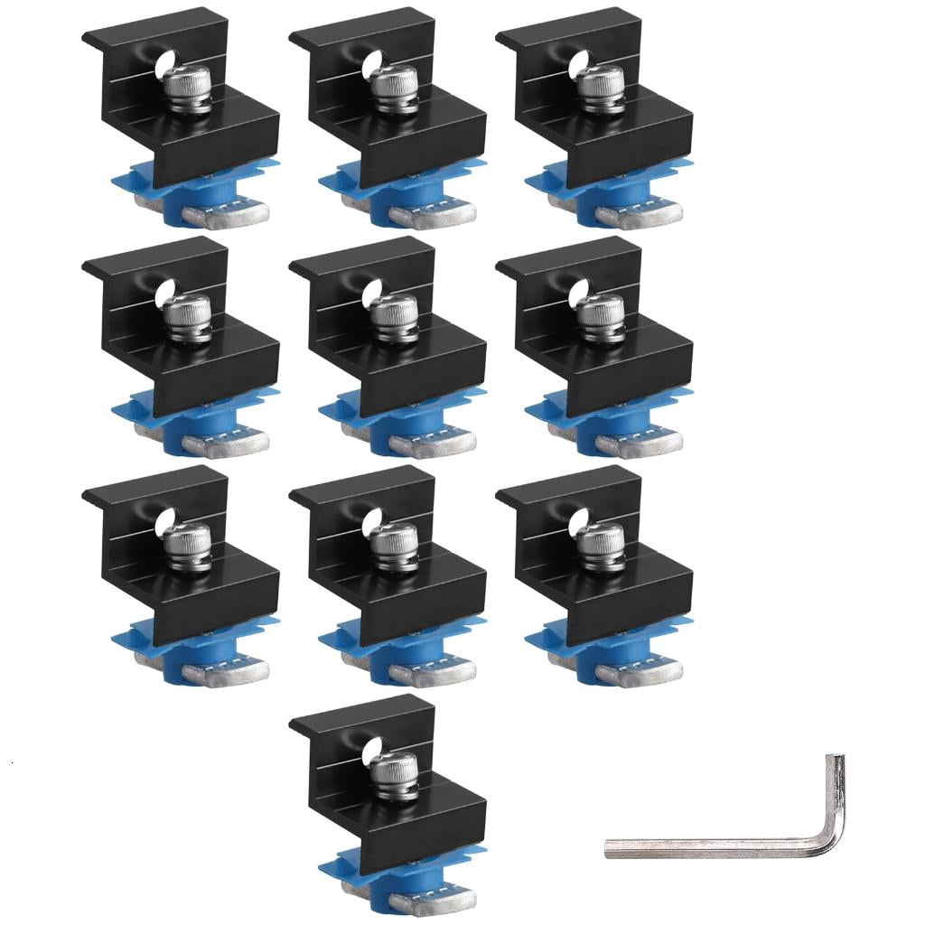 YIGSECU 10Pcs Solar End Clamp Adjustable Solar Panel Mounting Bracket Clamp Wide Photovoltaic Support for Solar Panel Systems