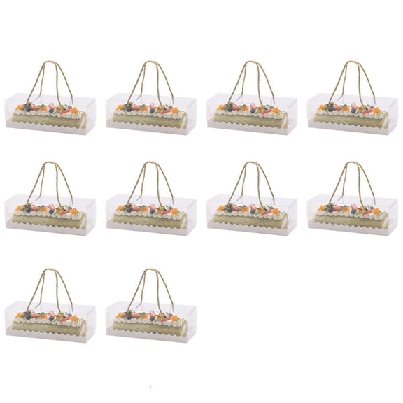 YIGSECU 10pcs Sturdy Clear Cake Roll Packaging Boxes For Christmas Gifts And Pastries