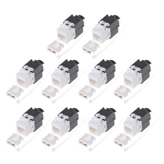 YIGSECU 10pcs Tool-free CAT6 UTP Module RJ45 Connector Socket Computer Outlet Cable Adapter Keystone Colorful