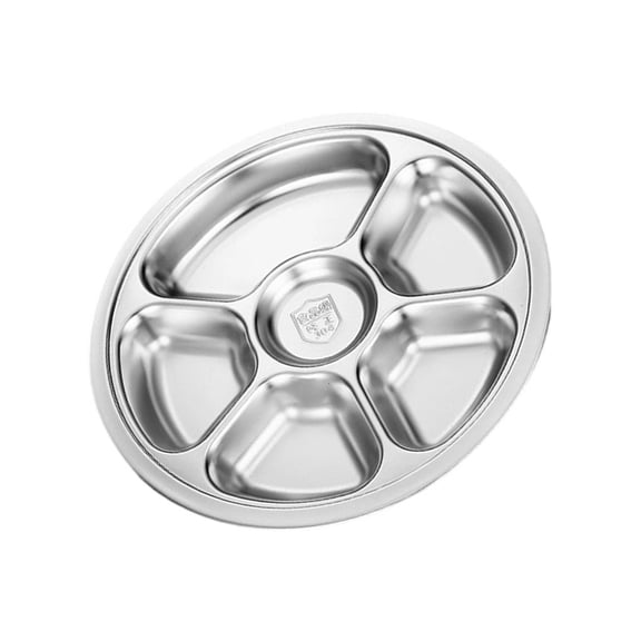 YIGSECU 28Cm Round Multi Compartment Plate Food Safe Materials Rustproof Serving Tray